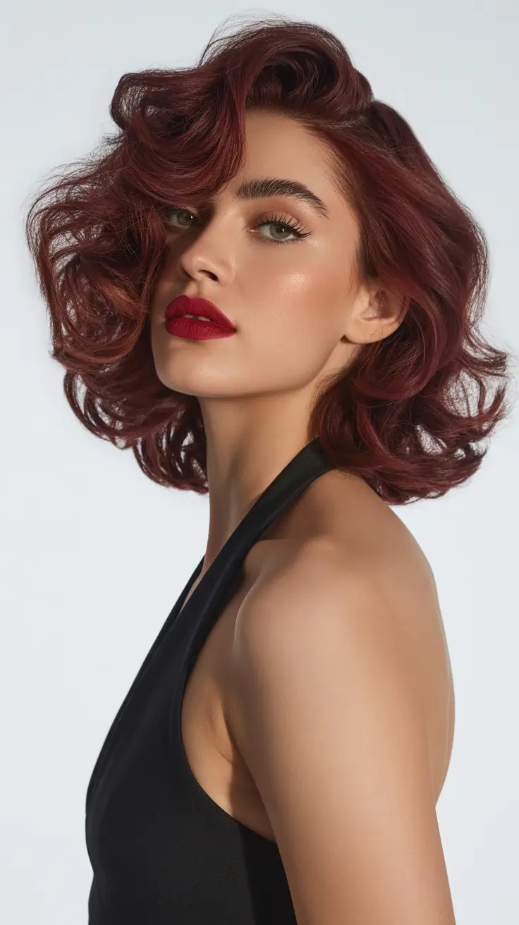 New hairstyle ideas 2026 - Glossy Burgundy Waves