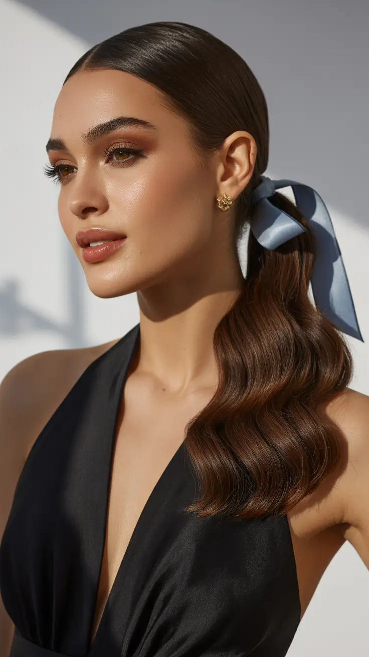 New hairstyle ideas 2026 - Ribbon Wavy Ponytail