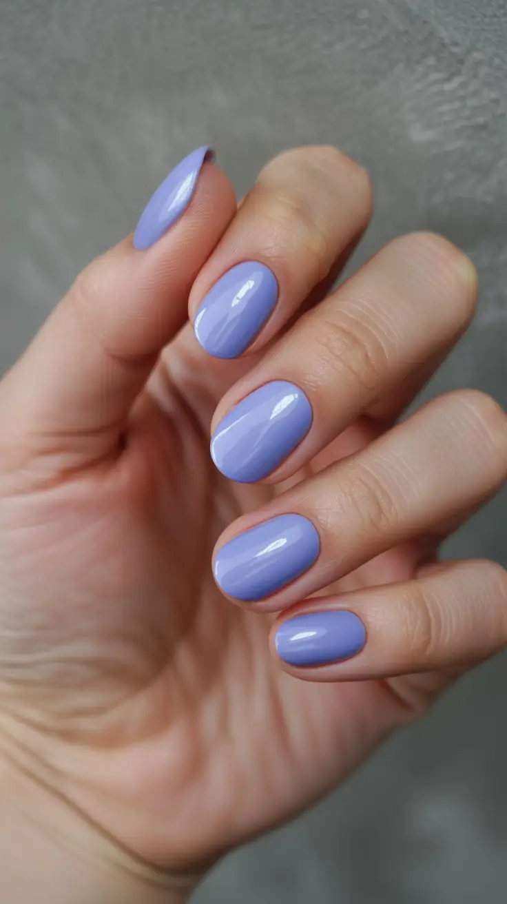 nude nail designs 2026 Cool Lavender Pop on Short Nails