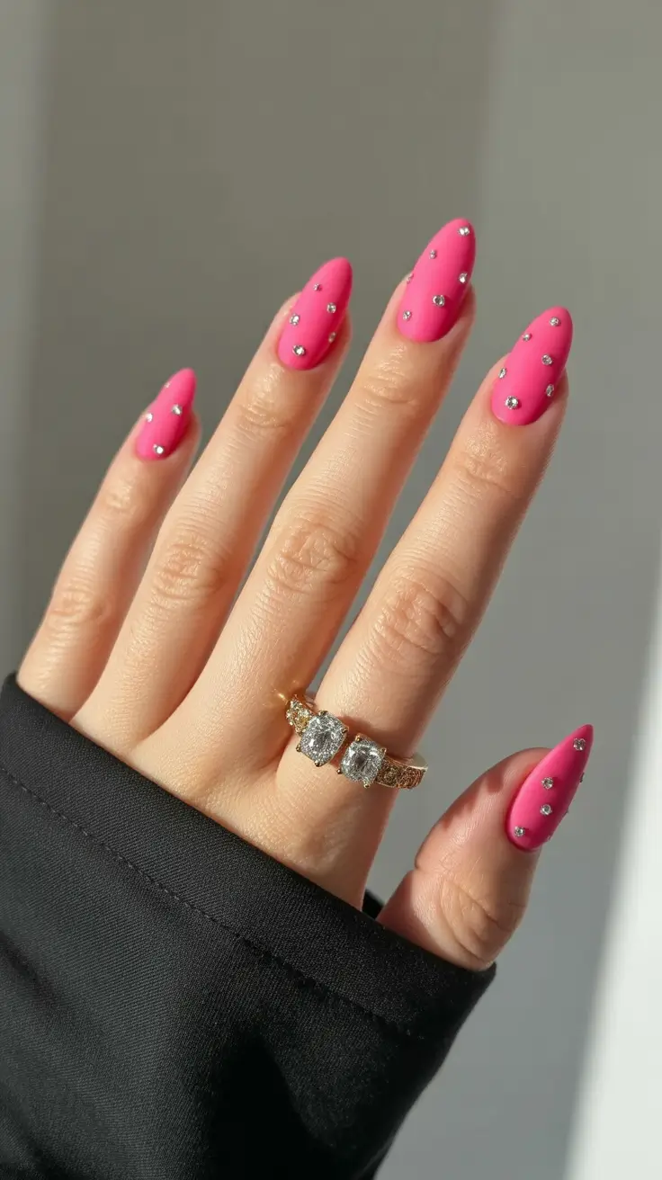 pink-nail-designs-2026-Neon-Pink-Studded-Sparkle-Moment