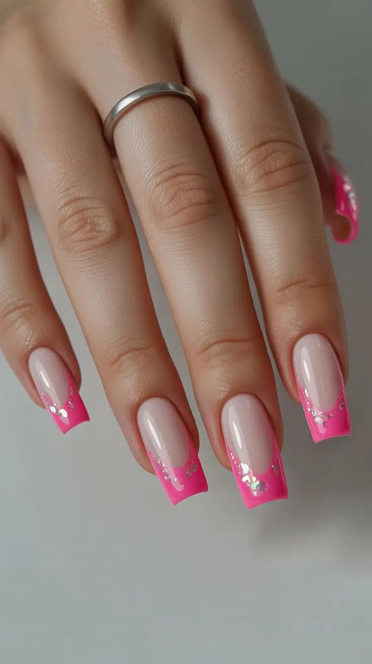 pink-nail-designs-2026-French-Sparkle-Pink-Square-Chic