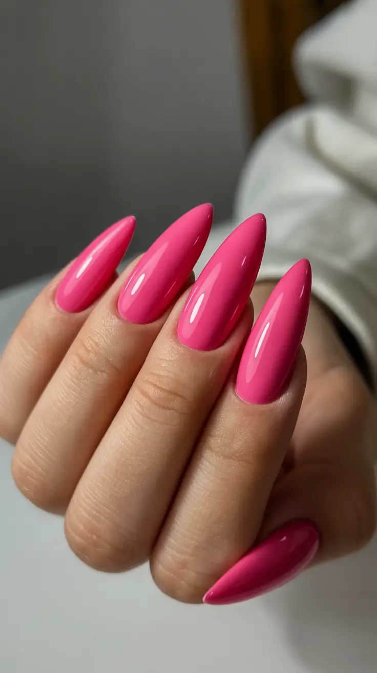 pink-nail-designs-2026-Ultra-Bright-Almond-Pink-Statement