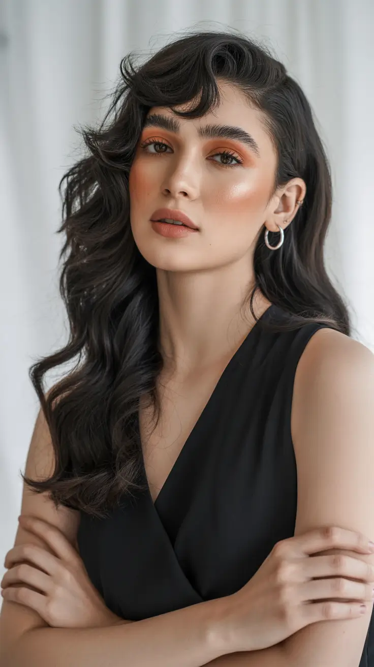 Quick hairstyle ideas 2026 Soft Sculpted Waves with Swing Fringe