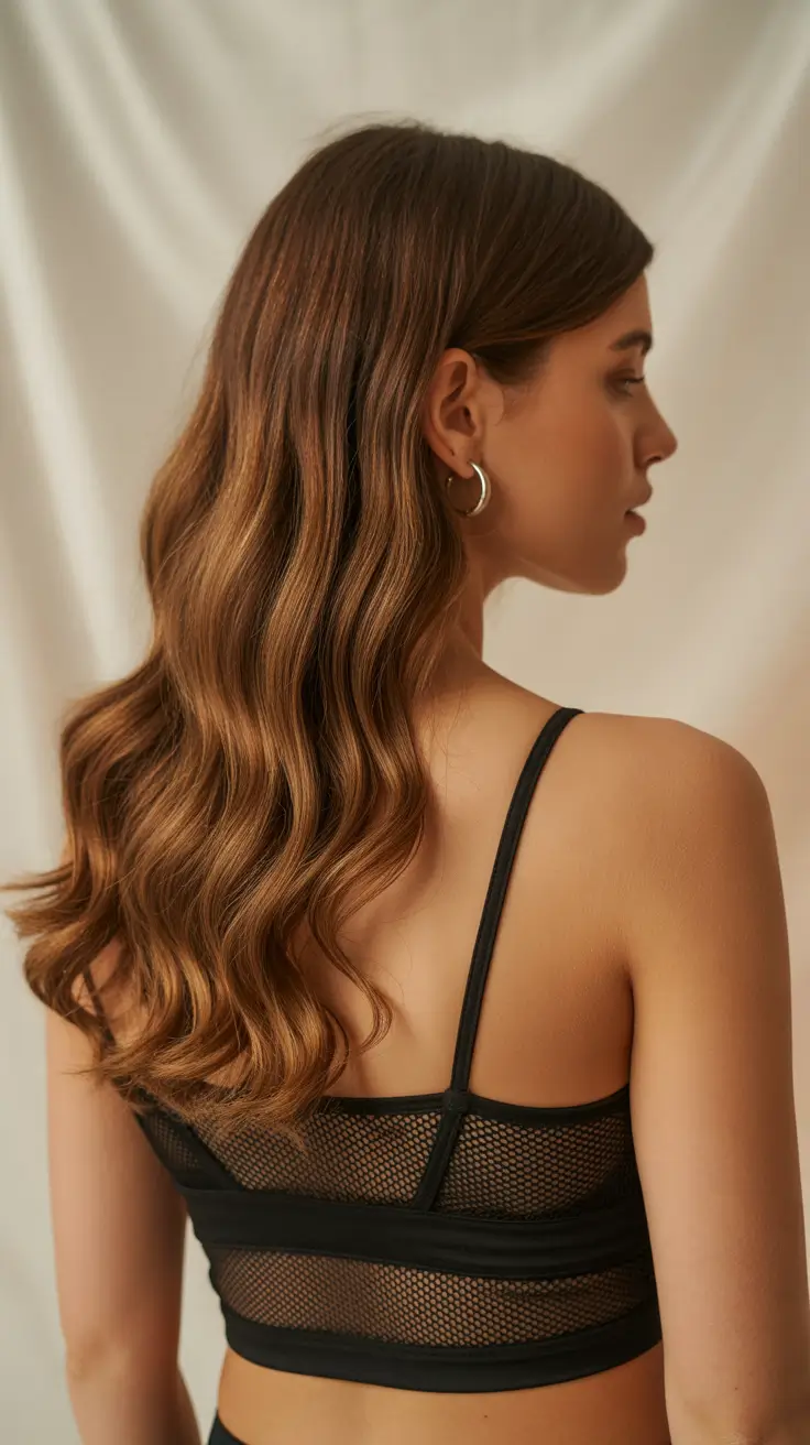 Quick hairstyle ideas 2026 Caramel Ribbon Waves for Everyday Glow