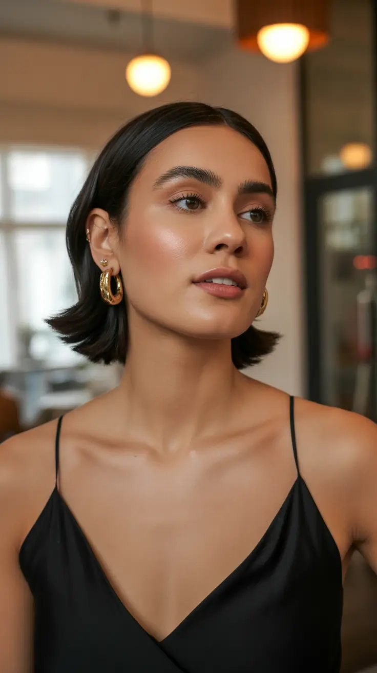 Quick hairstyle ideas 2026 Soft Tucked Bob with Subtle Flip