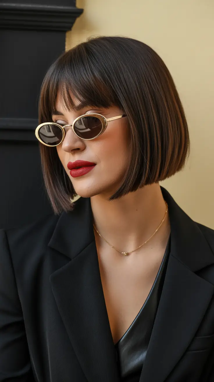 Quick hairstyle ideas 2026 Polished Micro-Bob with Soft Fringe