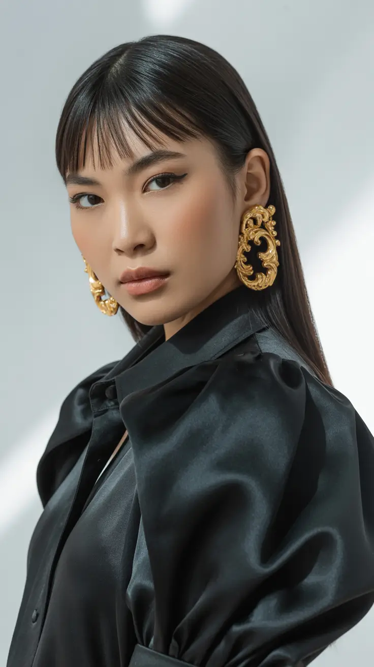 Quick hairstyle ideas 2026 Sleek Straight Length with Wispy Micro Bangs