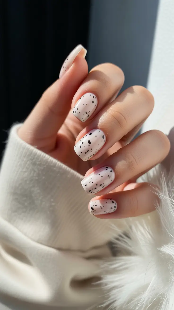 short nail designs 2026 Soft Speckled Cream for Minimalist Texture