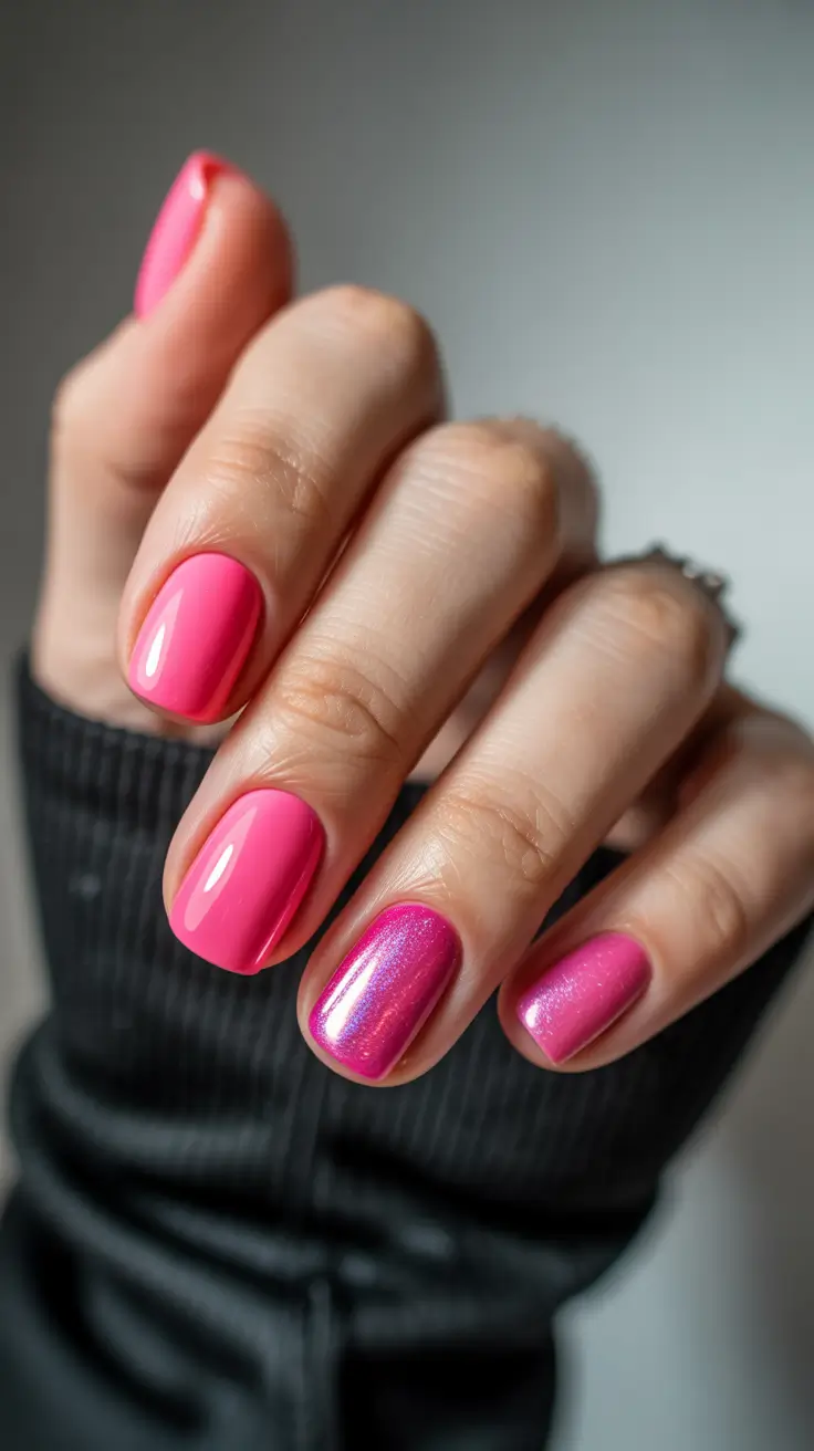 stylish gel nails 2026 Bright Pink Glow for a Soft Summer Mood