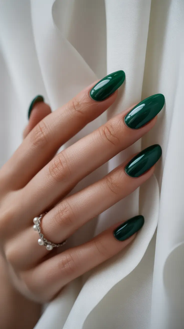 stylish gel nails 2026 Deep Emerald Green for Soft Luxury