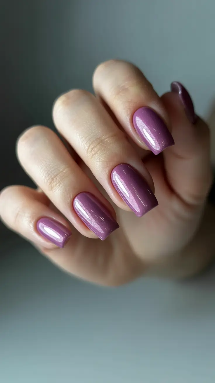 stylish gel nails 2026 Soft Plum Glow for Everyday Class