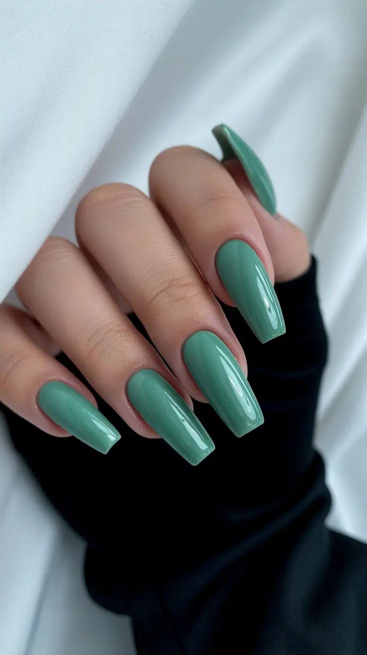 stylish gel nails 2026 Soft Green Elegance for a Classy Contrast