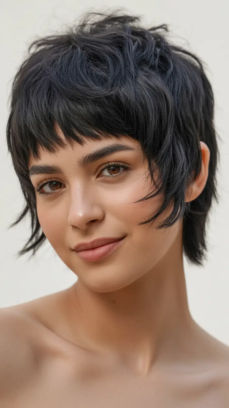 Stylish wolf haircut styles 2026 Short Textured Wolf Crop With Feathered Fringe