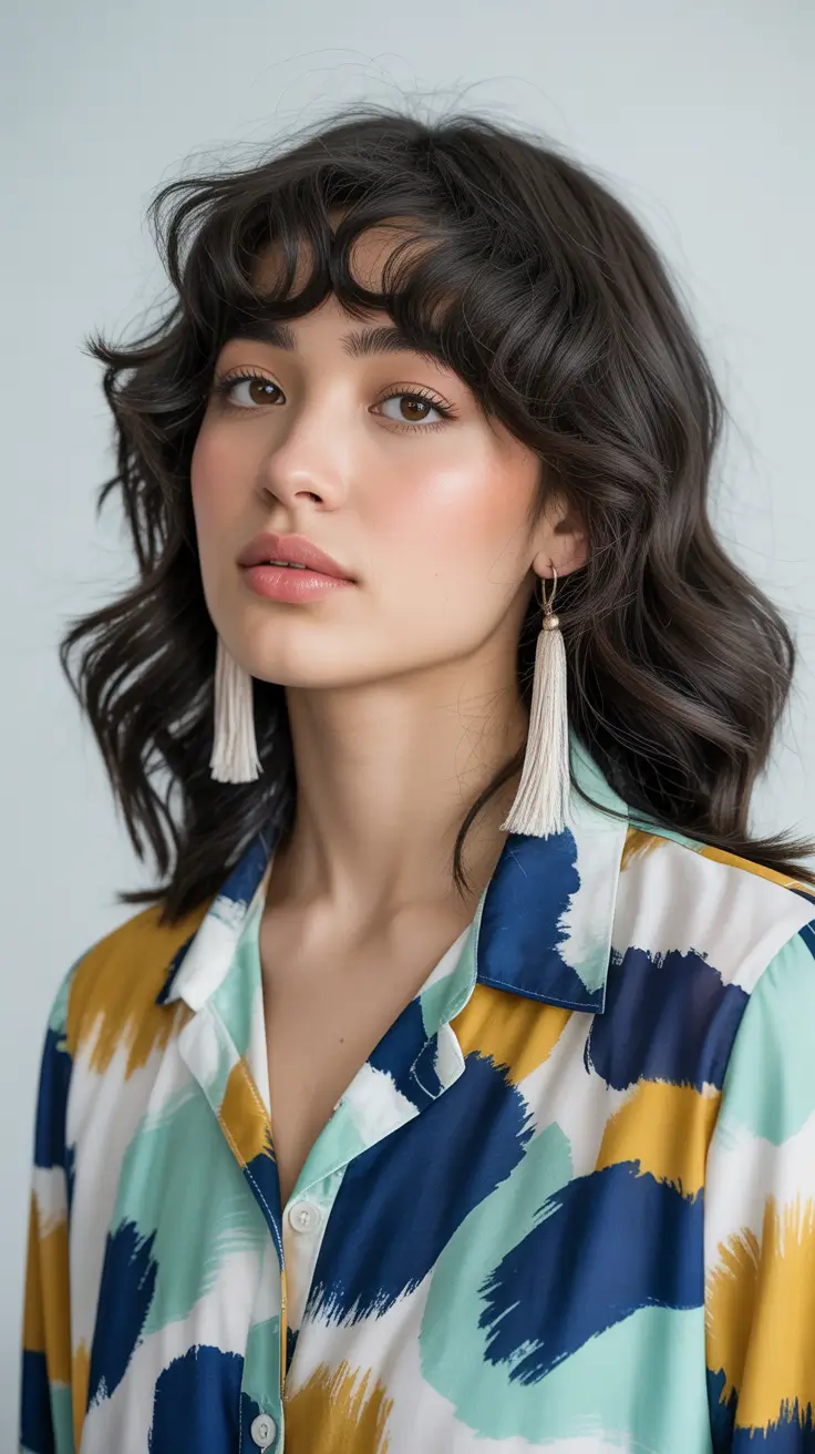 Stylish wolf haircut styles 2026 Soft Wavy Wolf Cut With Sculpted Fringe