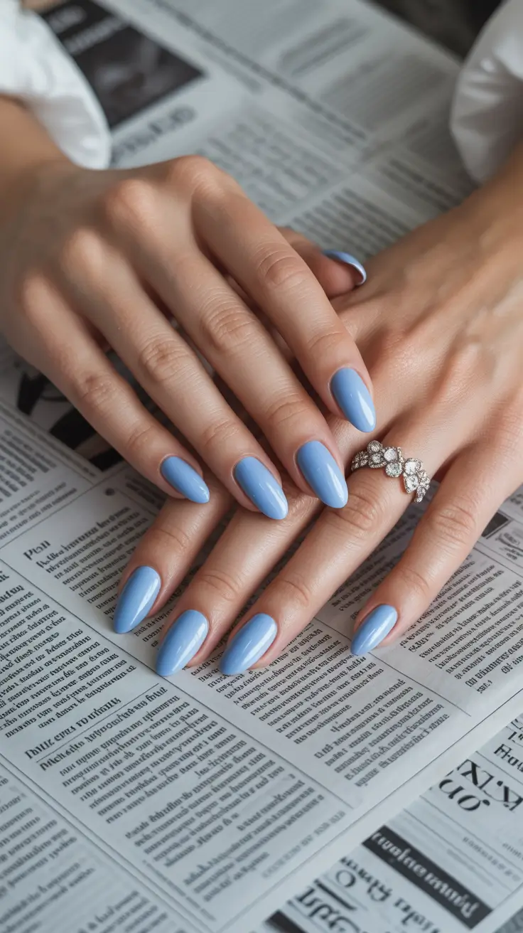 trending nail colors 2026 Soft Powder Blue Serenity