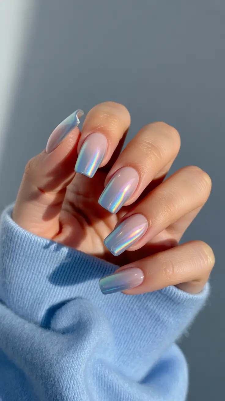 trending nail colors 2026 Opalescent Chrome Sheen