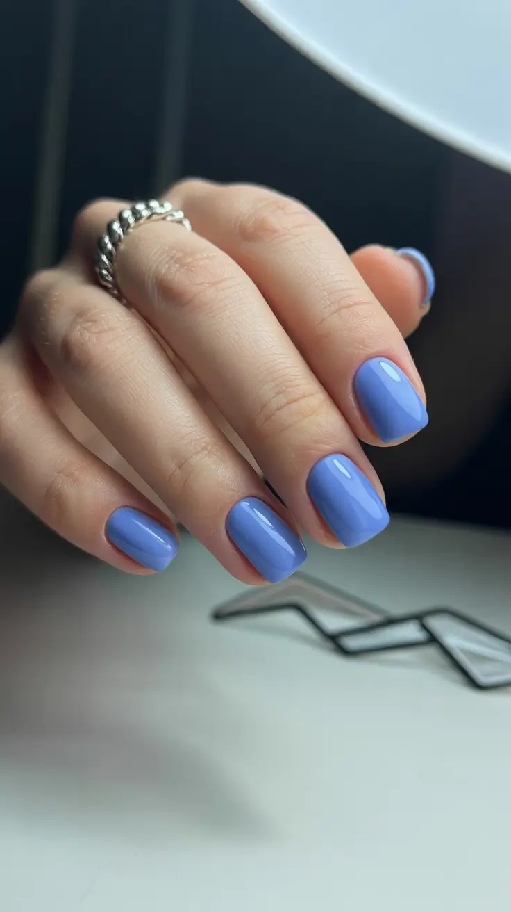 trending nail colors 2026 Periwinkle Gloss Minimalism