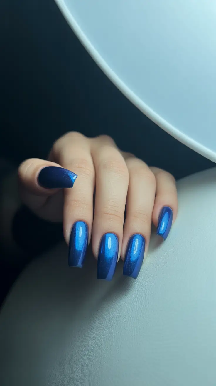 trending nail colors 2026 Midnight Sapphire Shine