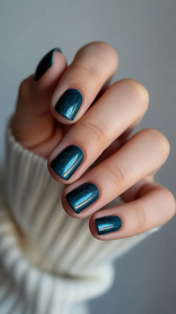 trending nail colors 2026 Deep Emerald With Cosmic Sheen