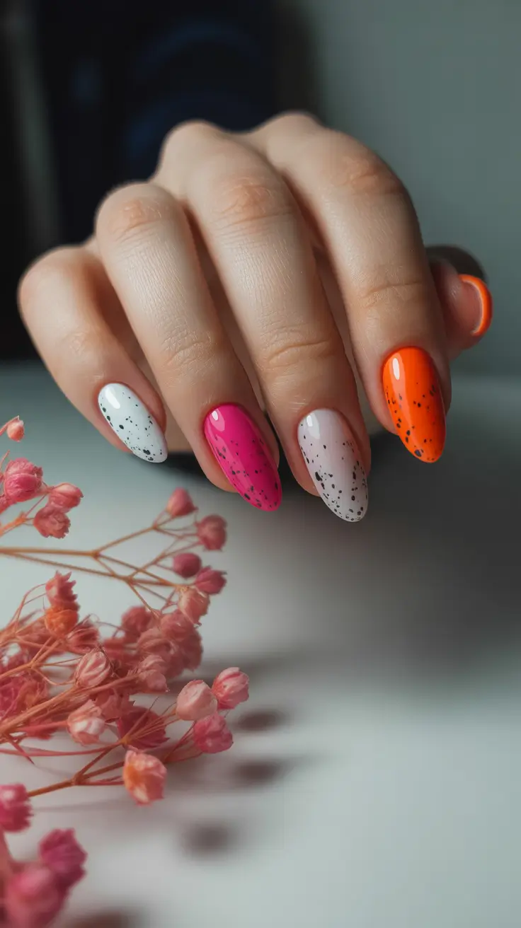 trending nail colors 2026 Speckled Rainbow Fade