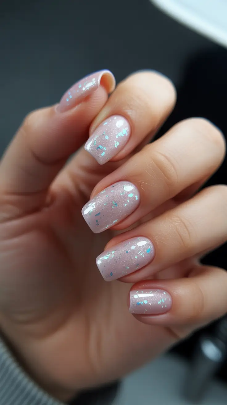 trending nail designs 2026 Icy Pink Sparkle Glow