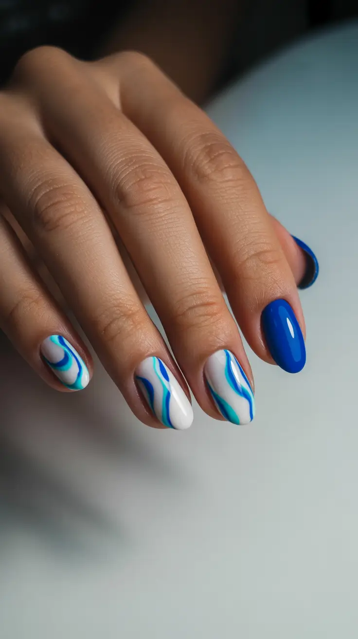 trending nail inspiration 2026 Ocean Swirl Energy