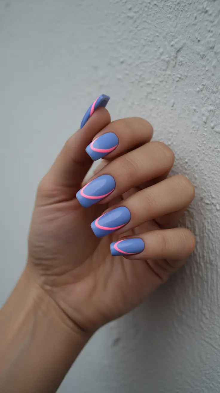 trending nail inspiration 2026 Lavender Neon Wave Motion