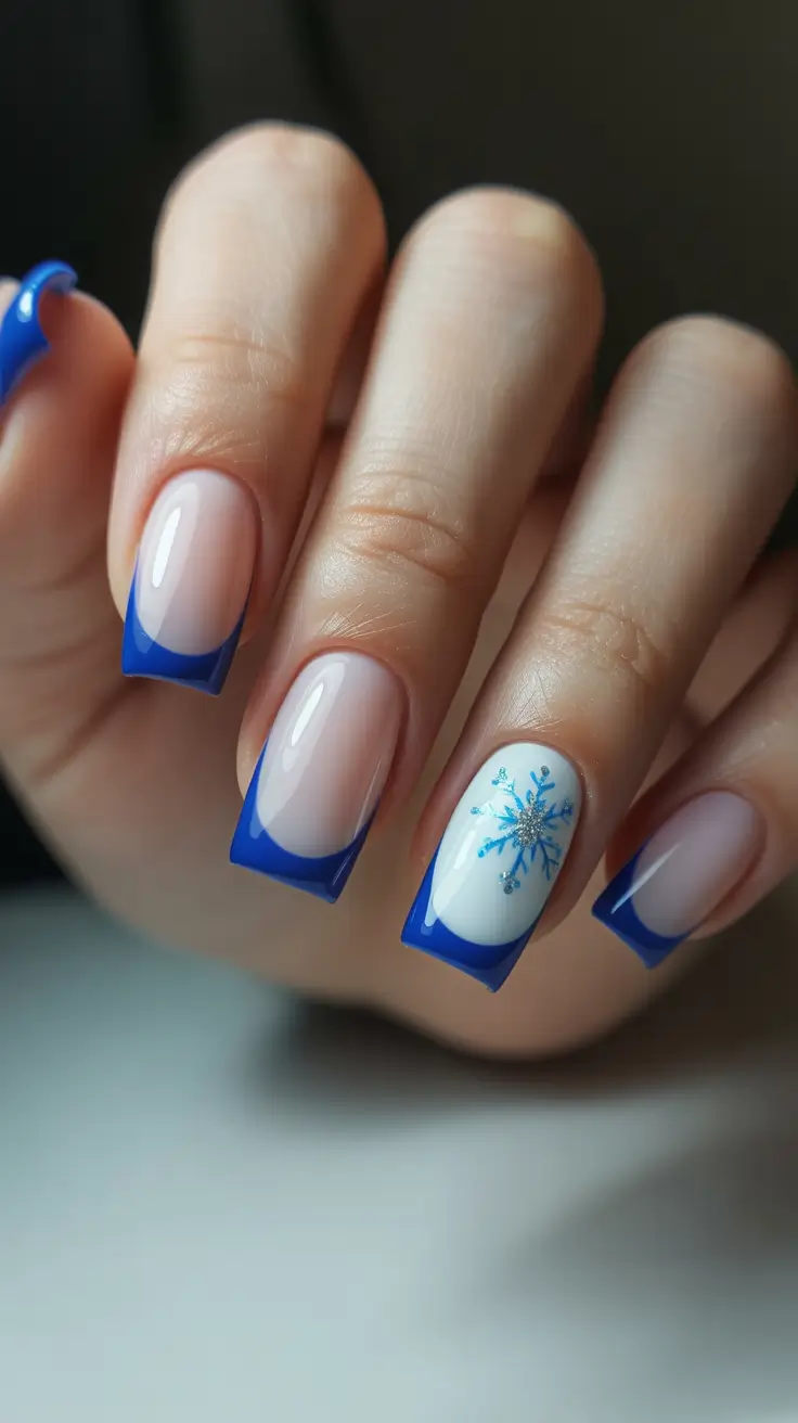 trending nail inspiration 2026 Winter Blue Frostbite French