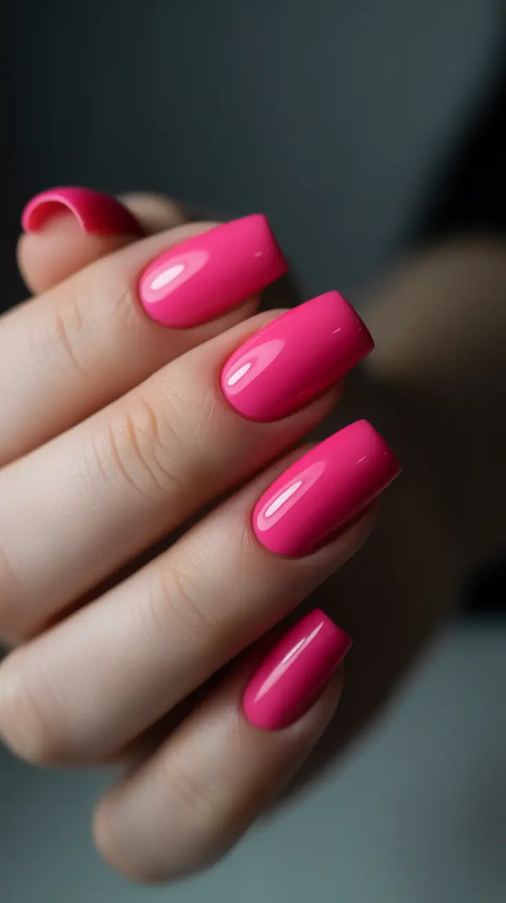 trending nail inspiration 2026 Bold Hot Pink Modern Square