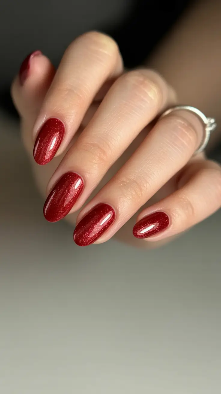 trending nail inspiration 2026 Red Velvet Almond Glow