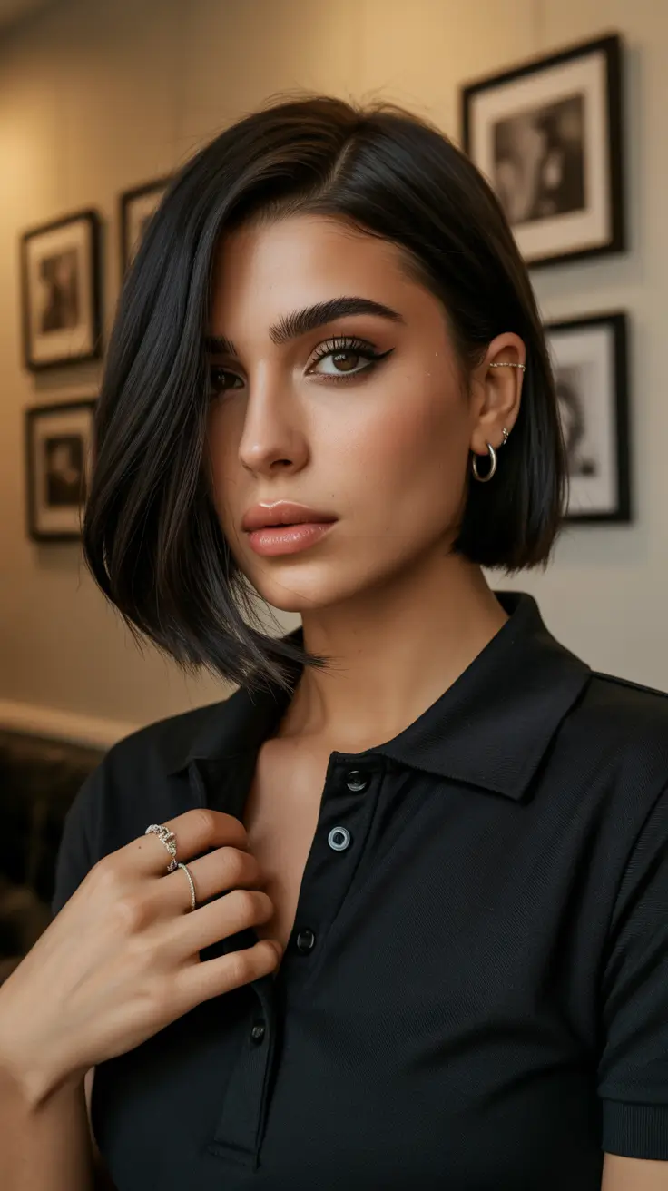 Trendy choppy bob haircuts 2026 Sleek Noir Confidence