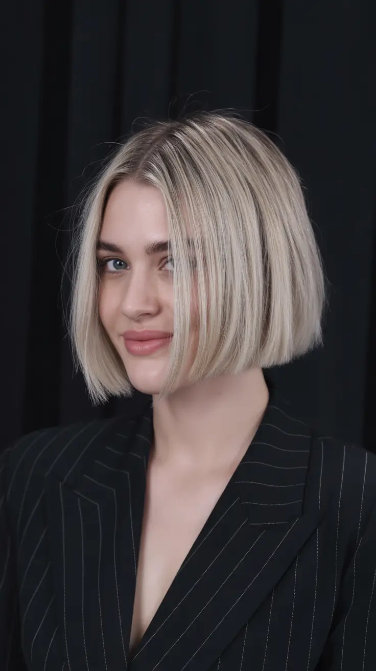 Trendy choppy bob haircuts 2026 Cool Platinum Power Bob