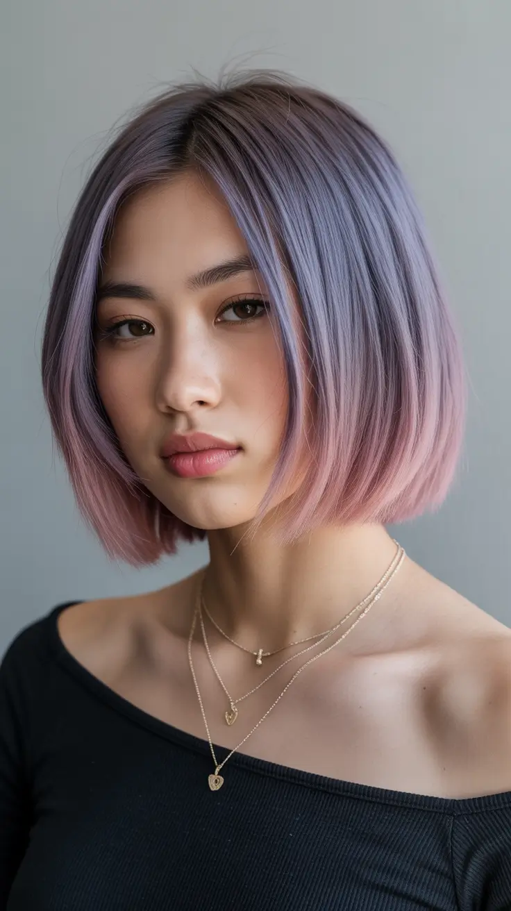 Trendy choppy bob haircuts 2026 Lavender Fade Bob