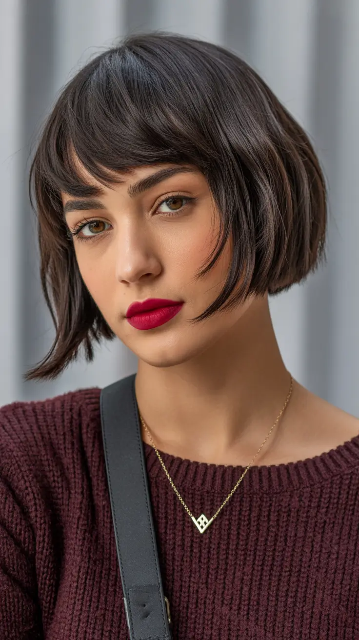 Trendy choppy bob haircuts 2026 Classic Espresso Edge