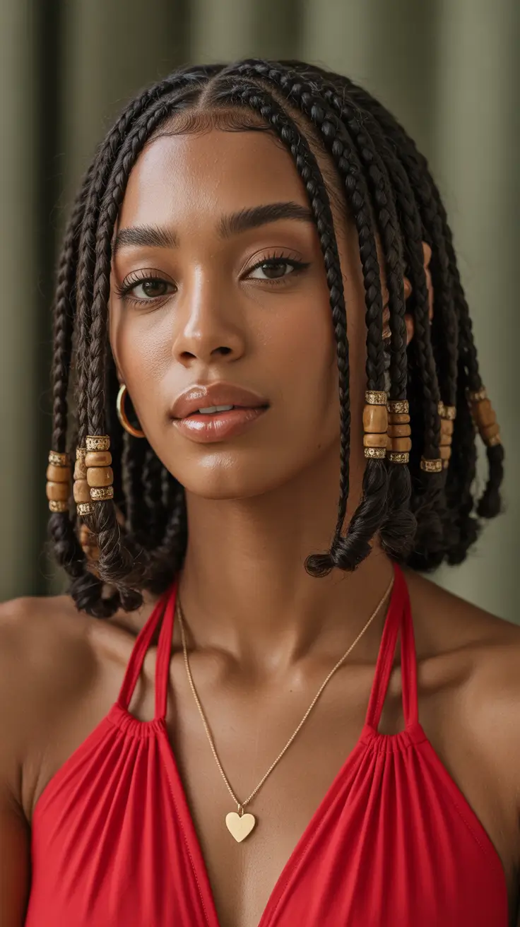 Cute hairstyle ideas Short Braided Bob With Beaded Ends