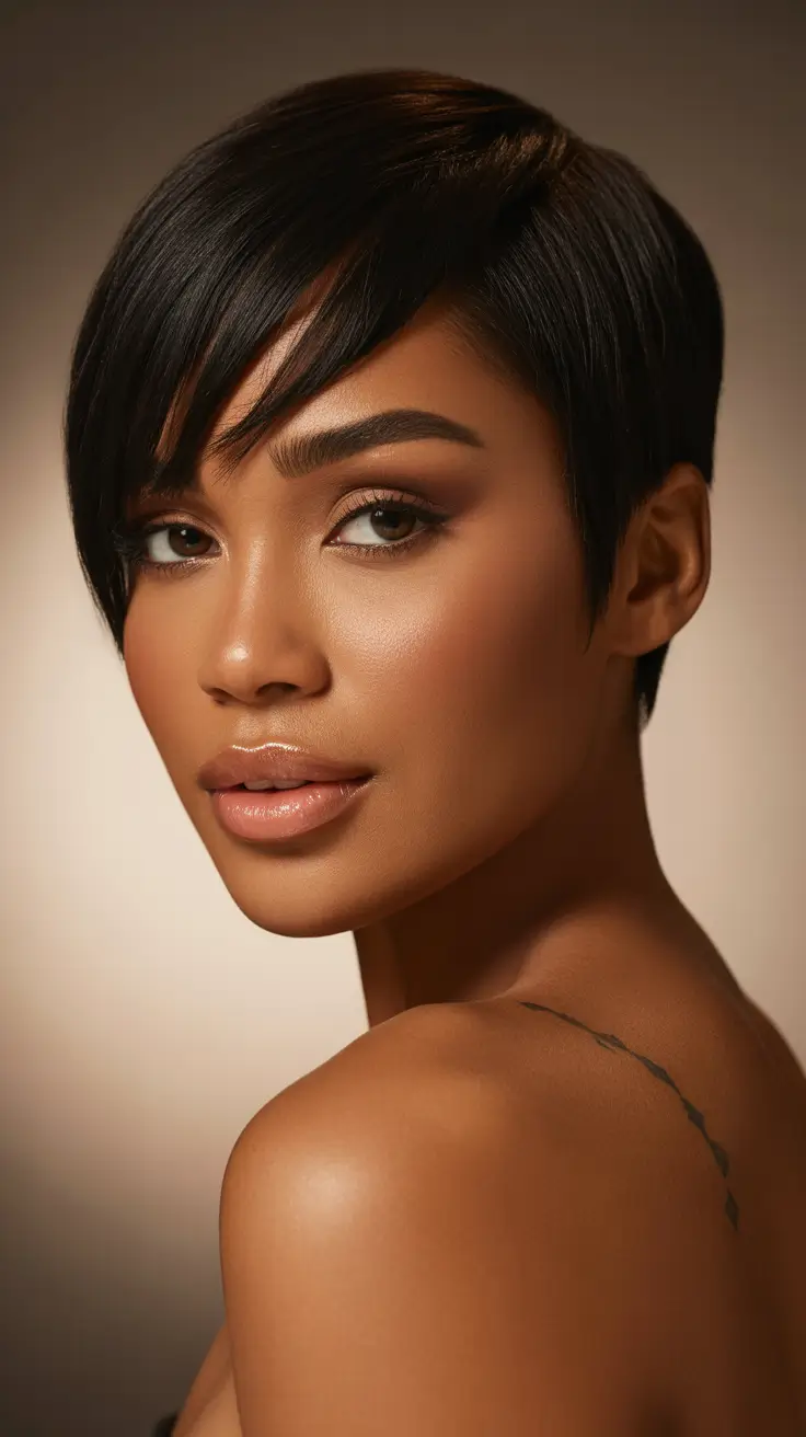 Cute hairstyle ideas Ultra-Short Pixie With Side-Swept Bangs