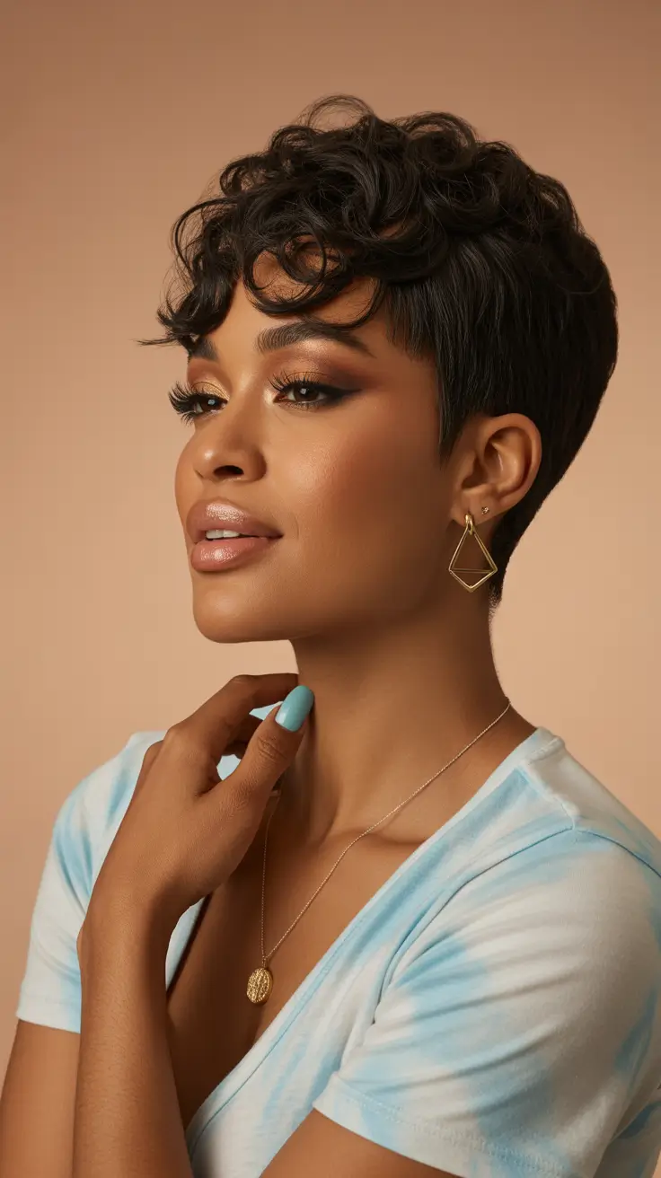 Cute hairstyle ideas Short Curly Pixie With Soft Definition