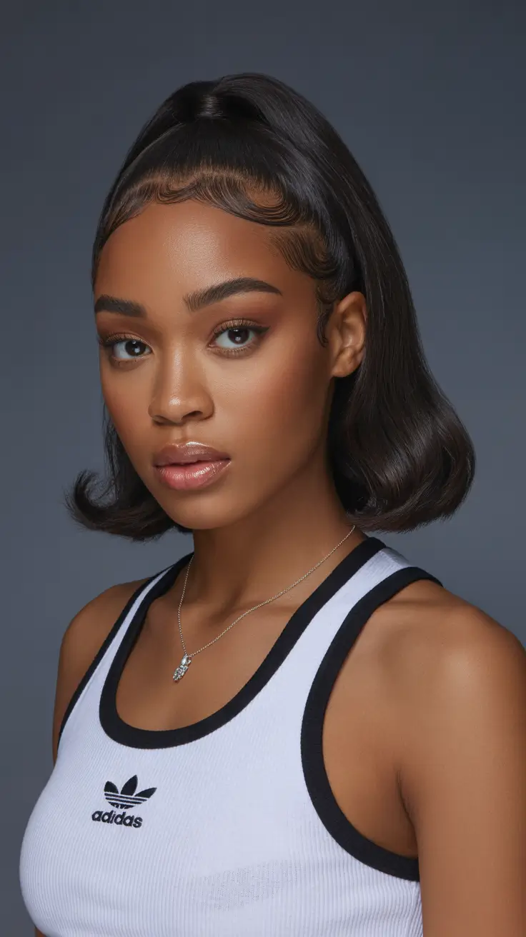 Cute hairstyle ideas Half-Up Bob With Sculpted Edges