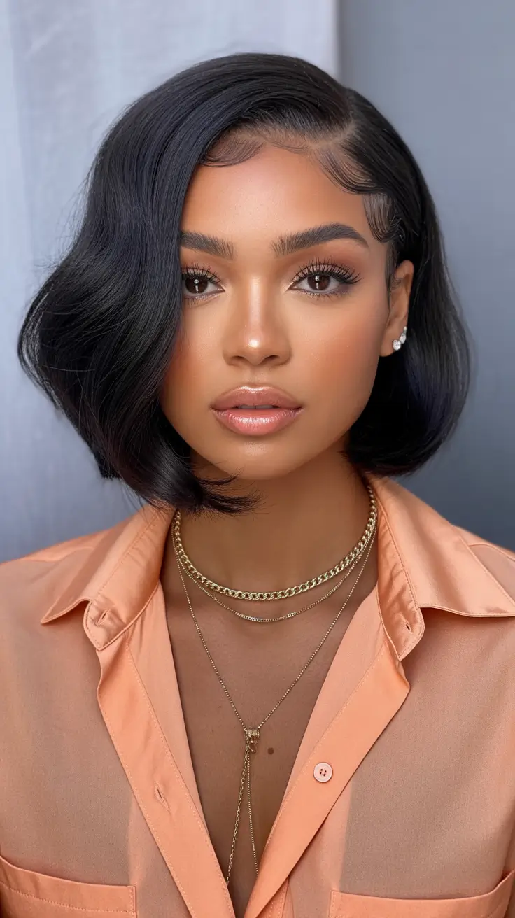 Cute hairstyle ideas Soft Side-Part Bob With Natural Movement