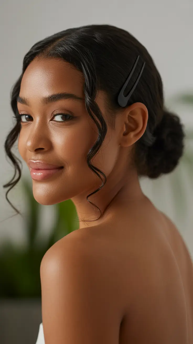 Cute hairstyle ideas Low Bun With Loose Face-Framing Curls