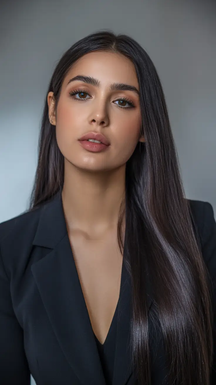 straight hairstyles 2026 Ink Gloss Straight Length with Modern Precision