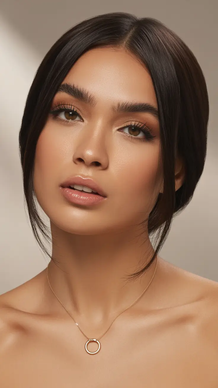 straight hairstyles 2026 Face Framing Straight Elegance with Soft Tucked Layers