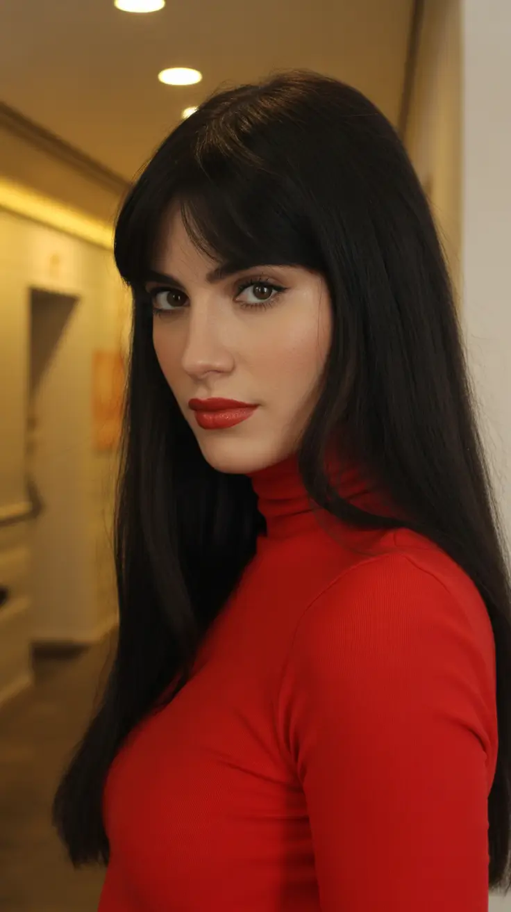 straight hairstyles 2026 Classic Straight Length with Soft Curtain Bangs