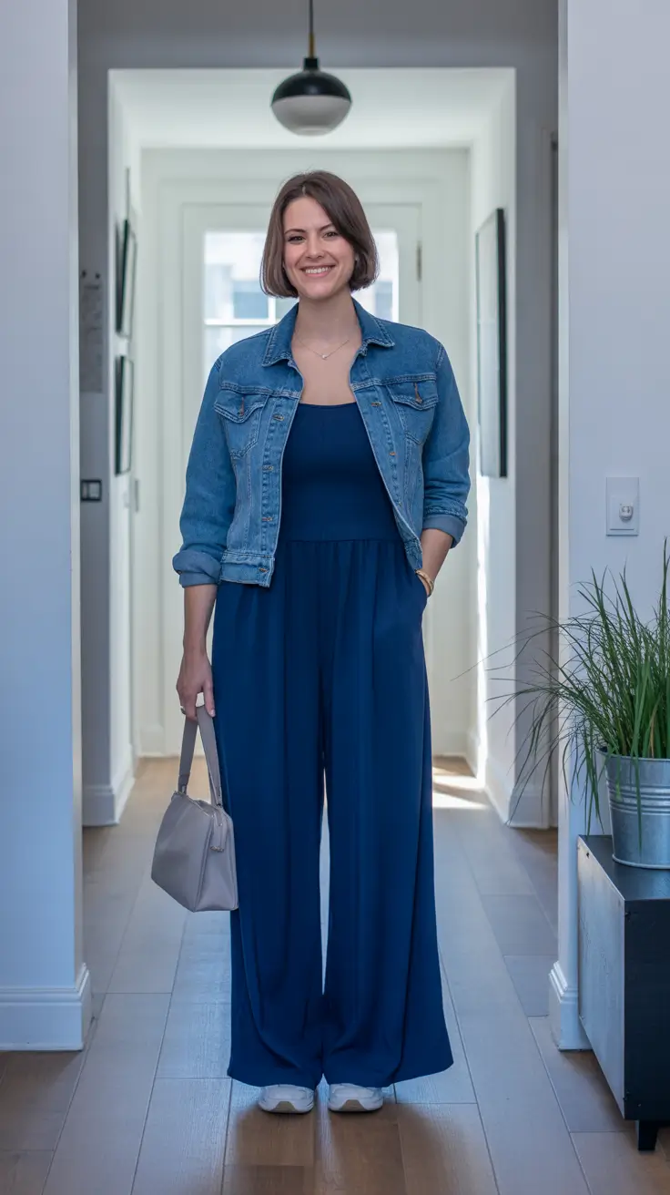 midsize spring outfits 2026 Monochrome Navy for Effortless Spring Harmony