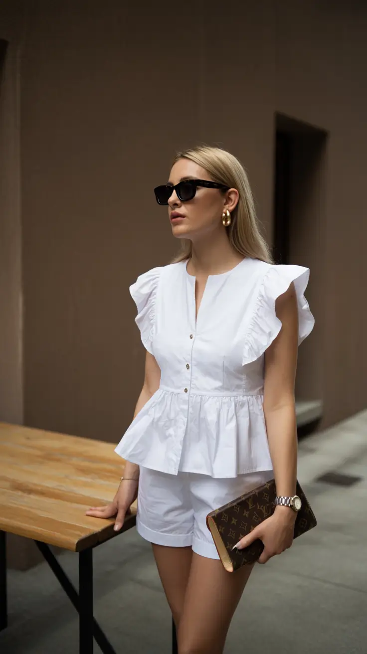 old money spring outfits 2026 All-White Freshness with Feminine Ruffles