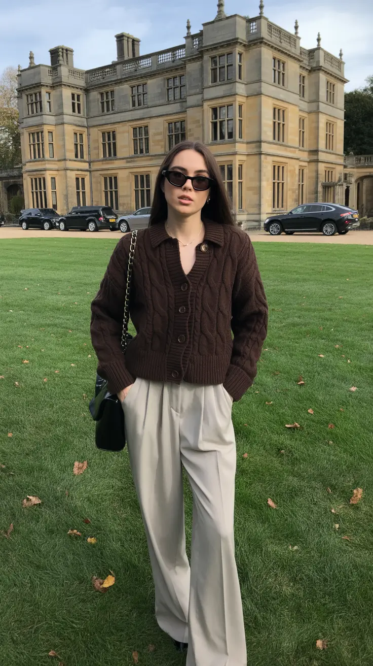 old money spring outfits 2026 Chocolate Knit Luxury and Soft Neutrals