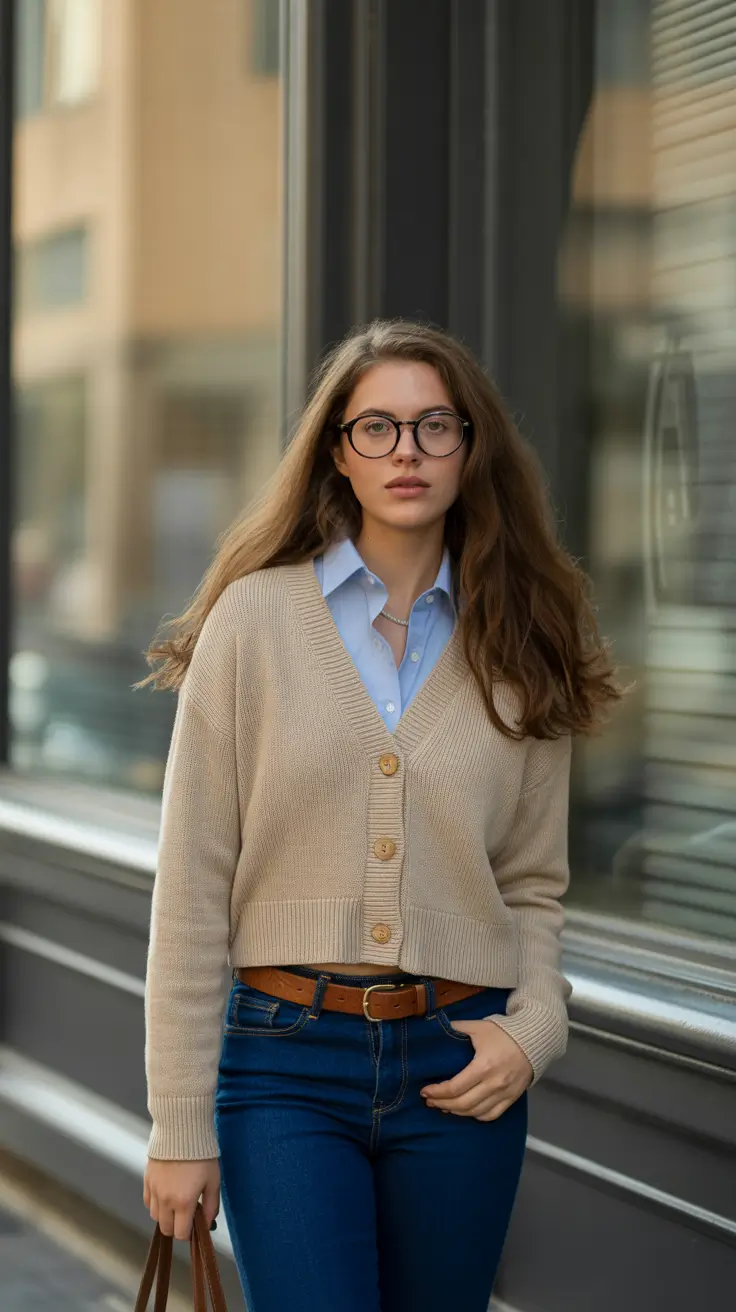 old money spring outfits 2026 Universally Classic Beige Knit with Modern Denim