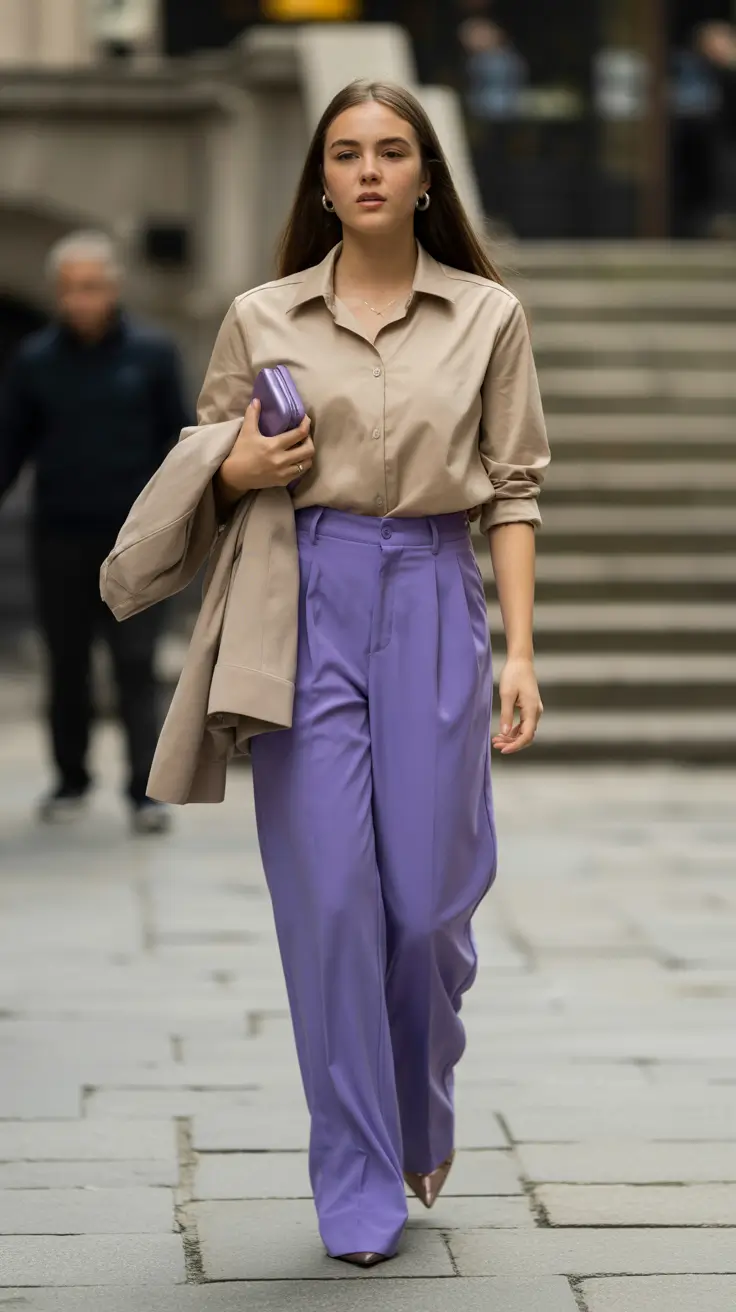 best spring outfits 2026 trends women Soft Neutrals Paired With Spring Lavender