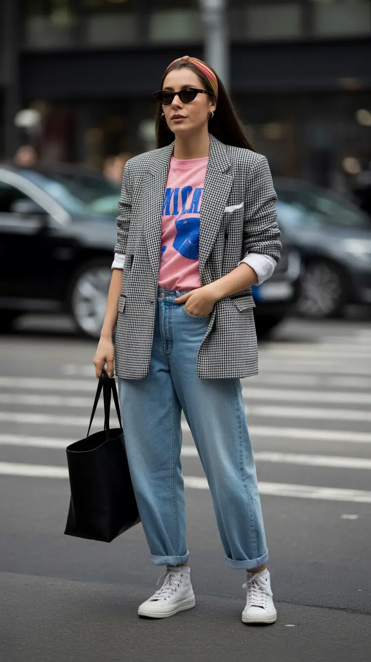 best spring outfits 2026 trends women The Graphic Tee and Blazer Comeback