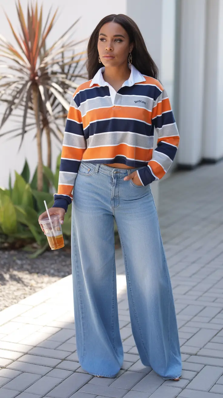 cute black girl spring outfits 2026 - Striped Rugby Energy